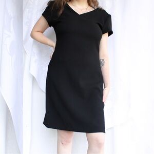 Vintage John Roberts Black Pencil Dress with Shoulder Pads